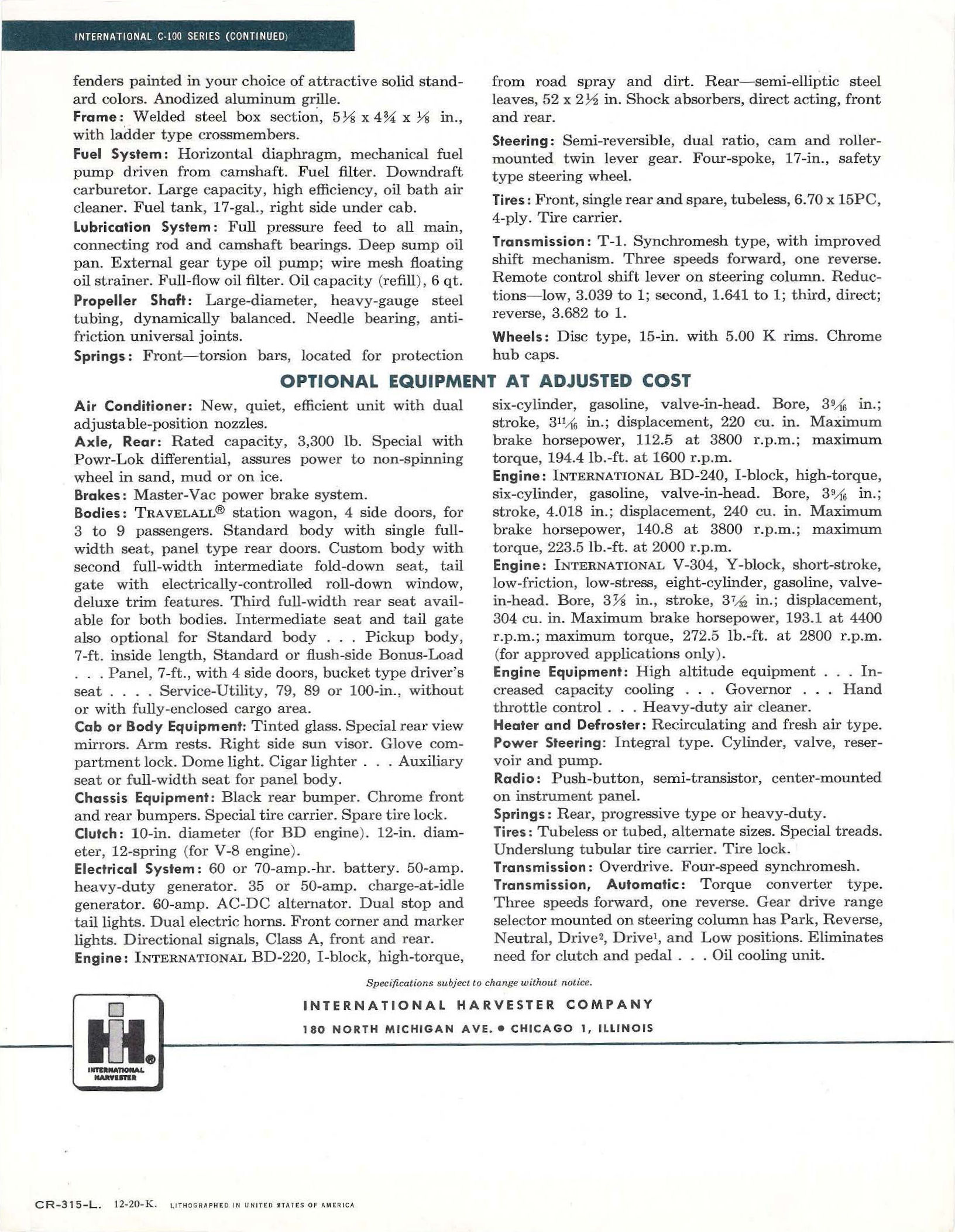 1961 International C-100 Series Folder Page 1
